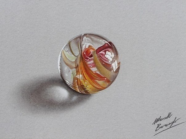 3D иллюзии Марчелло Баренги стеклянный шар